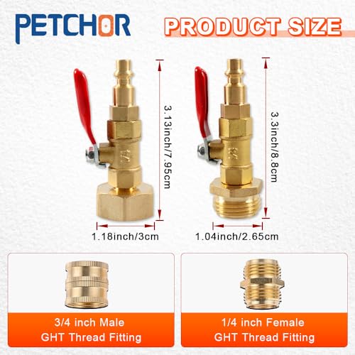 Image of 2PCS Winterize Quick Adapter with Ball Valve, RV Winterizing Kit for Trailer, Boat, Camper, Air Compressor