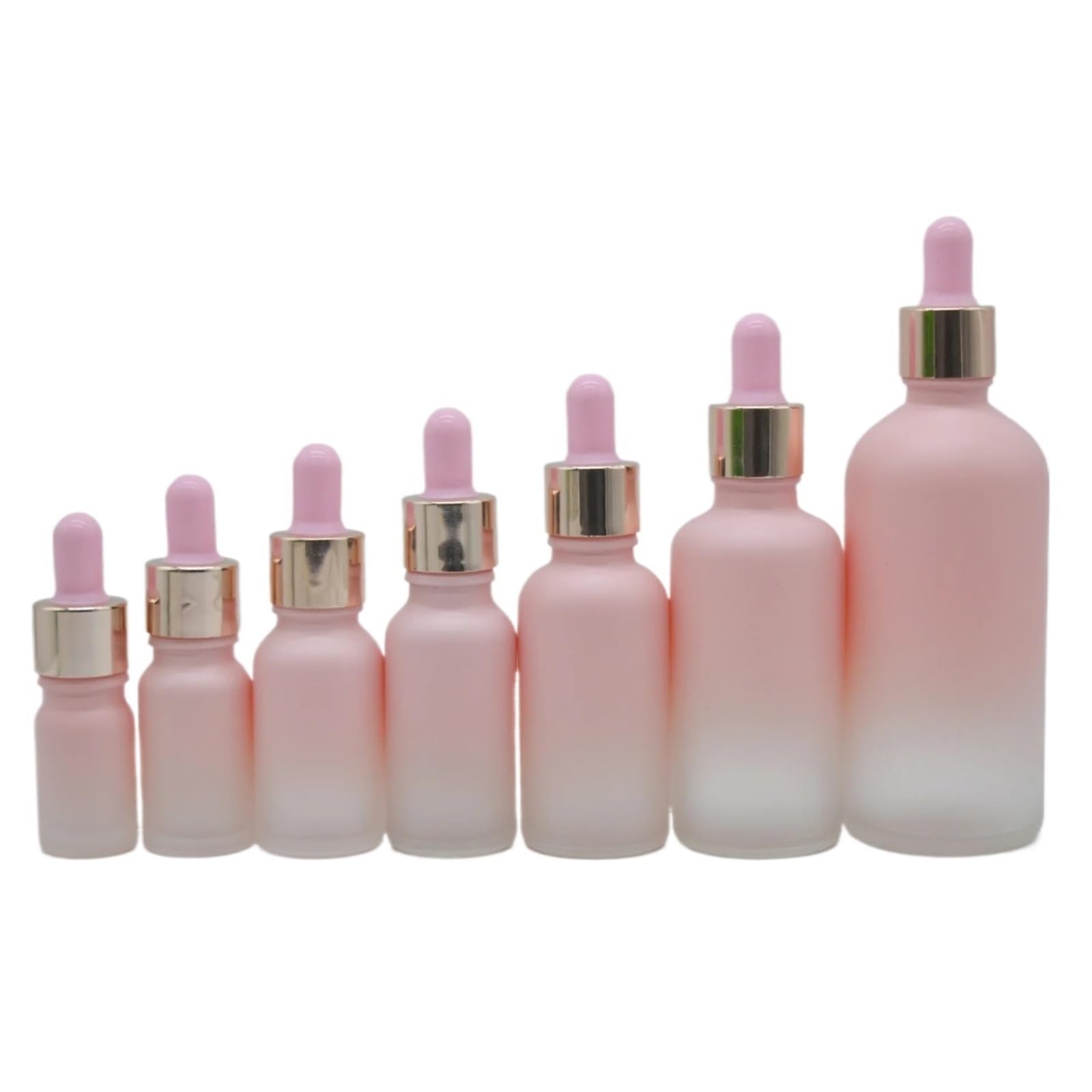 TRRYUIP Mini Pipette Dropper Bottle Pink Glass Dropper Bottles Frosted Essential Oil With Rose Gold Ring Refillable Bottle Portable(10ml)