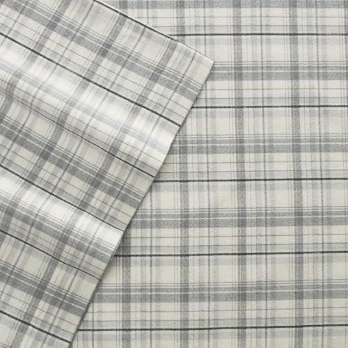 Image of Eddie Bauer - Flannel Sheets King Size, Anti-Pilling & Wrinkle Resistant Cotton, Touchably Soft for All-Season Comfort - Bed Sheets with Matching Pillowcases & Fitted Sheet (Beacon Hill Ivory)