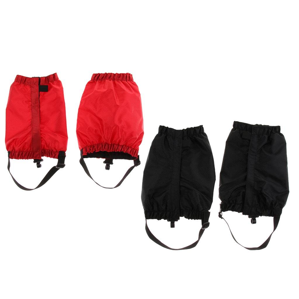 2 Pares Polainas Impermeables para Senderismo Trekking Escalada de Oxford Ajustables con Gancho Protector de Botas Y Pierna para Caminar Montaña