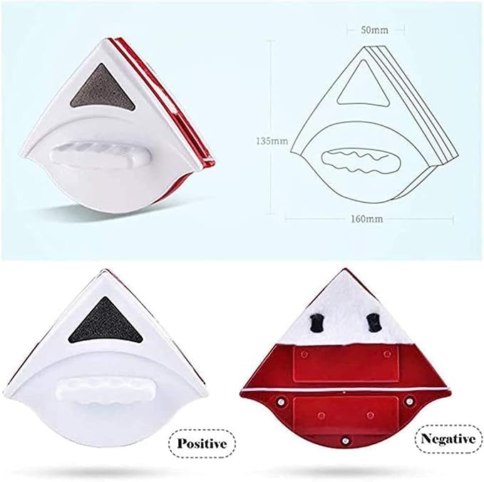 Image of Immortal Magnetic Window Glass Cleaner | Doublefaced Glass Cleaner | Double-Side Glazed Two Sided Wiper with 2 Extra Cleaning Cotton Squeegee Washing Equipment Household Magnet