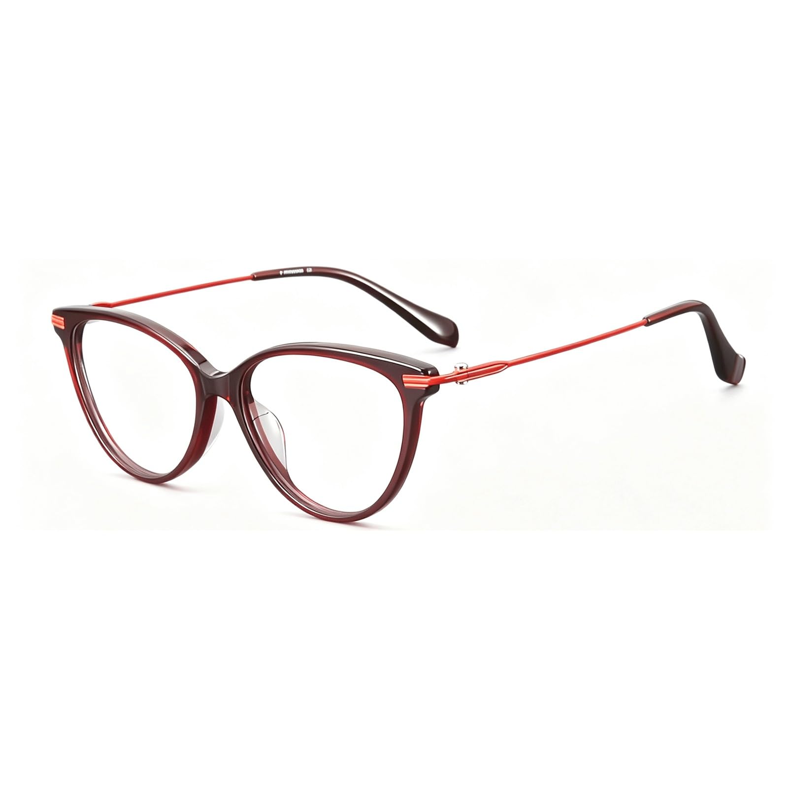 Occhiali da Vista con montature for Occhiali Grandi for Computer | Occhiali da lettura senza prescrizione con montatura completa. Placcatura for occhiali in acetato di titanio puro(Rot)