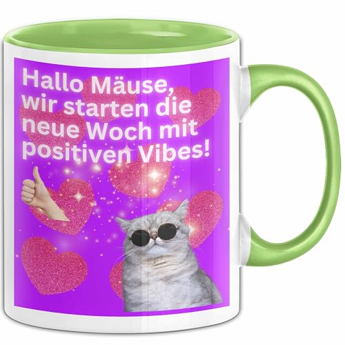 Meme Tasse Geschenk Lustiger Becher Katze Hallo Mäuse Wir Starten