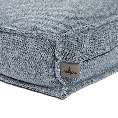 JAMAXX Premium Hundekissen Orthopädische Füllung, Waschbar Bezug aus Edlem Chinelle Stoff, Weiche Kompakte Füllung mit Visco Schaumstoff-Flocken Memory, PDB1003 65x50 (S), Light-Blue