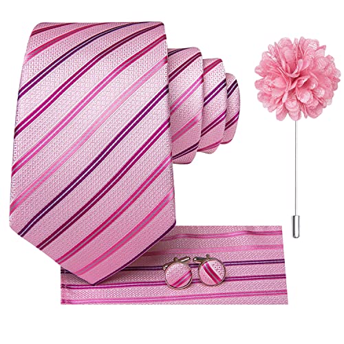 Image of Hi-Tie Men's Silk Ties Formal Woven Classic Necktie Pocket Square Cufflinks Lapel Pin Set Wedding Business