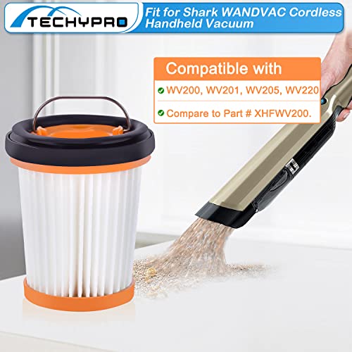 Techypro 8 Pack Replacement Fabric Vacuum Filter For Shark Ion W1 S87 Cordless Handheld Vacuum Wv200, Wv201, Wv205, Wv220. Compare To Part # Xhfwv200 (8 Pack Wandvac Filter) #TOP1