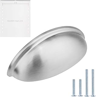 Brushed Satin Nickel Cabinet Pulls Bin Cup Kitchen Cabinet Handles Modern Hardware for Drawer Dresser - 3 inch (76mm) Hole Centers- 20 Pack