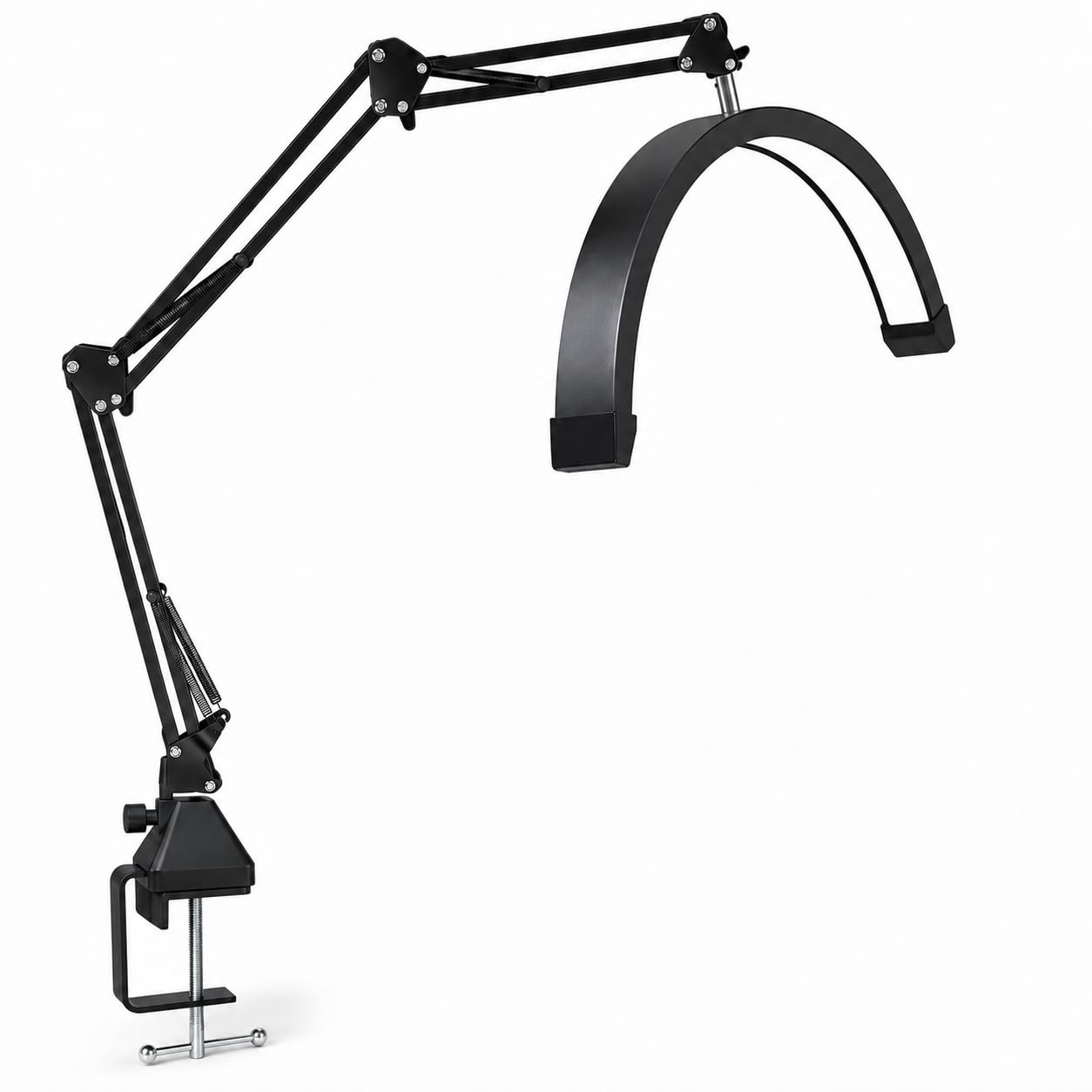 16 Inch Half-Moon Desk Lamp with 3-Axis Swing Metal Arm | Flexible Positioning, Desk Clamp Mount, Tabletop Design, Adjustable Arm Stand, Black Finish-image-26