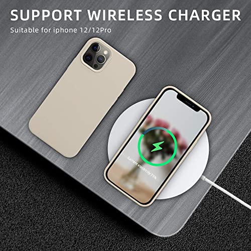 Image of M Cart Case Liquid Silicone Case Cover Gel Rubber Full Body Protection Shockproof Case Cover Compatible with iPhone 12 Cases /iPhone 12 /12 Pro (2020) 6.1 inch (Stone Grey)