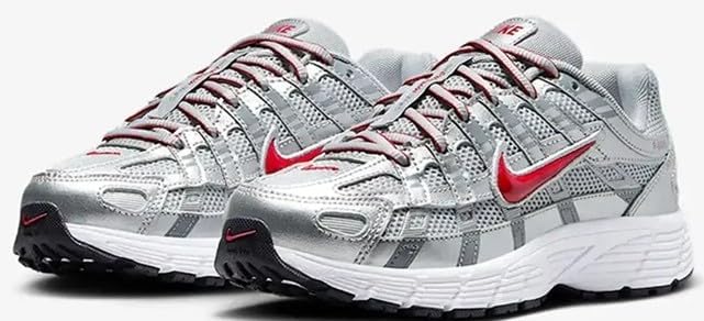 NIKE Kids P-6000 - Metallic Silver/Gym Red