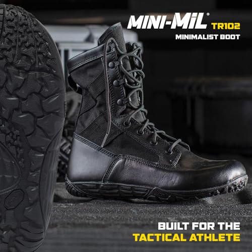 Belleville Mini-Mil TR102 8” Minimalist Tactical Boots for Men - Lightweight and Breathable Black Leather with Slip-Resistant Vibram Outsole2