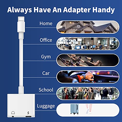 Hoofdtelefoonadapter voor iPhone, 2-in-1 iPhone-adapter ondersteunt het opladen van muziek iPhone splitter compatibel… - Image 5