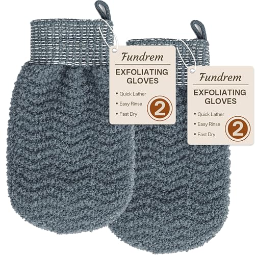 Exfoliating Gloves 2 Pack Wave Texture Exfoliating Mitt for Dead Skin Remover Body Scrub Gloves for Bath Shower Korean Exfoliating Mitt Loofah Alternative Body Scrubber for Women & Men