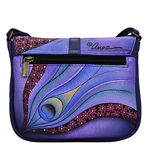 Anna by Anuschka Hand Painted Women’s Genuine Leather - Flap Crossbody - Dreamy Peacock Dewberry2