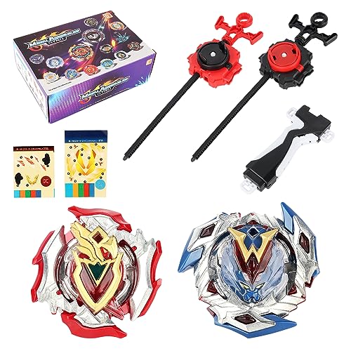LUFEIS Burst 2 Piezas Burst Turbo, Bley Peonzas de Batalla, Peonzas Burst Batalla con Lanzador, Bey Bay Blade Turbo Metal Fusion para Niños Navidad Cumpleaños Regalo de Año Nuevo