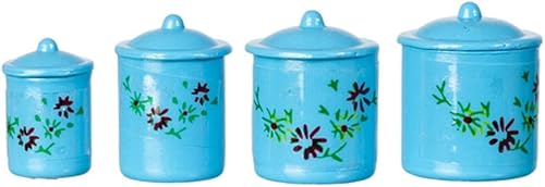 International Miniatures by Classics Dollhouse - Botes miniatura a escala 1:12, juego de 4 con tapa, color azul