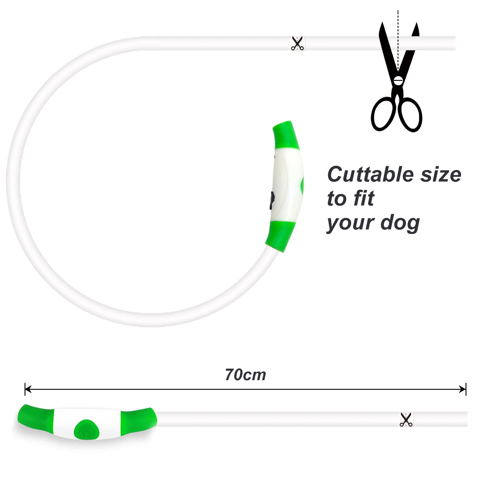 PowBear 2-pack Light up Dog Collar, Flashing LED Dog Necklace, Glow in The Dark Dog Collars, USB Rechargeable - Image 3