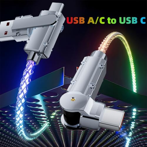 Image of Light Up USB C Charging Cords 2 Pack 6.6ft LED USB C to C Cable Multicolored RGB Colorful Gradual Rotating Charging Cable Type C Charger Cord for iPhone 17 16 15 Samsung Galaxy S25 S24 S23 S22,Laptops