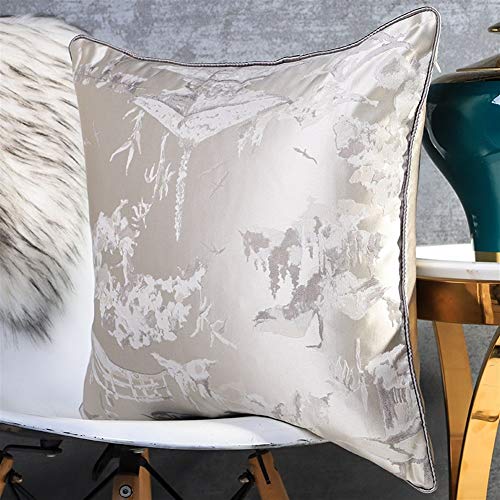 HOUMEL Cojín Blanco y Plata Cubierta Decorativa Almohada de Terciopelo Caja del Coche de la Almohadilla del Amortiguador del sofá del Tiro con Estilo for la Sala de Estar Sofá 45x45 cm 18 x 18 pulgad