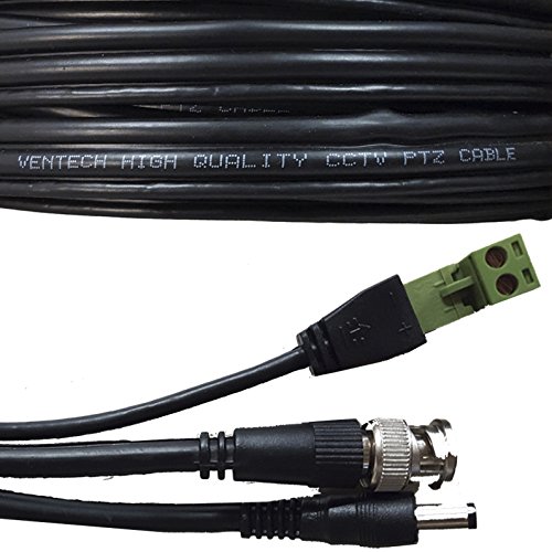 VENTECH 100Ft PTZ Power Video & RS-485 Data Control Cable Professional Extension for All PTZ Cameras Models in The Market (Black)