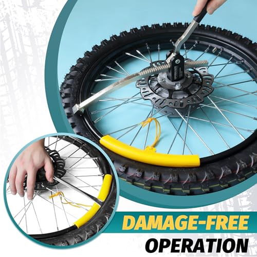 Image of SporGain Dirt Bike Tire Changing Tool Kit, Portable Tire Mounting Stand for 16 inch-21 inch Wheels, Fits 10-25mm Axles, Heavy-Duty Steel Construction, Foldable Design