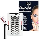 10 Reusable Magnetic Eyelashes with Applicator & 2 Magnetic Eyeliners | No Glue Needed | Lightweight, Waterproof & Easy to Apply for All Eye Shapes