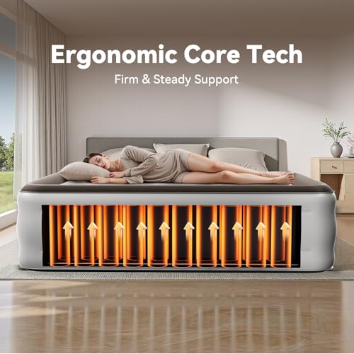 Image of DIVON Twin Air Mattress with Built in Pump Raised, 2 Min Self Inflatable Mattress, 18'' Blow up Mattress for Adults, 330 LBS Portable Air Bed for Guest, Camping, Travel & Floor, Brown