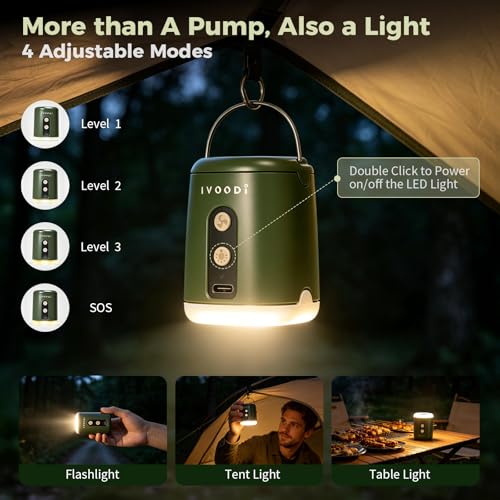 IVOODi Portable Air Pump for Inflatables, 4500kPa Rechargeable, 4 Nozzles — view 5