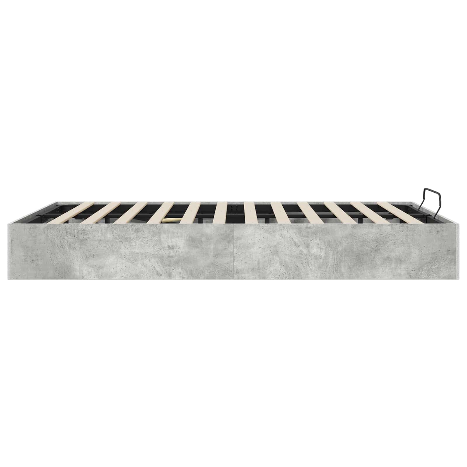 Ottoman, struttura per letto in cemento grigio, 203 x 140 x 25 cm, materiale in legno con meccanismo di sollevamento a gas, telaio per materassi Queen per spazio spazioso, base moderna per