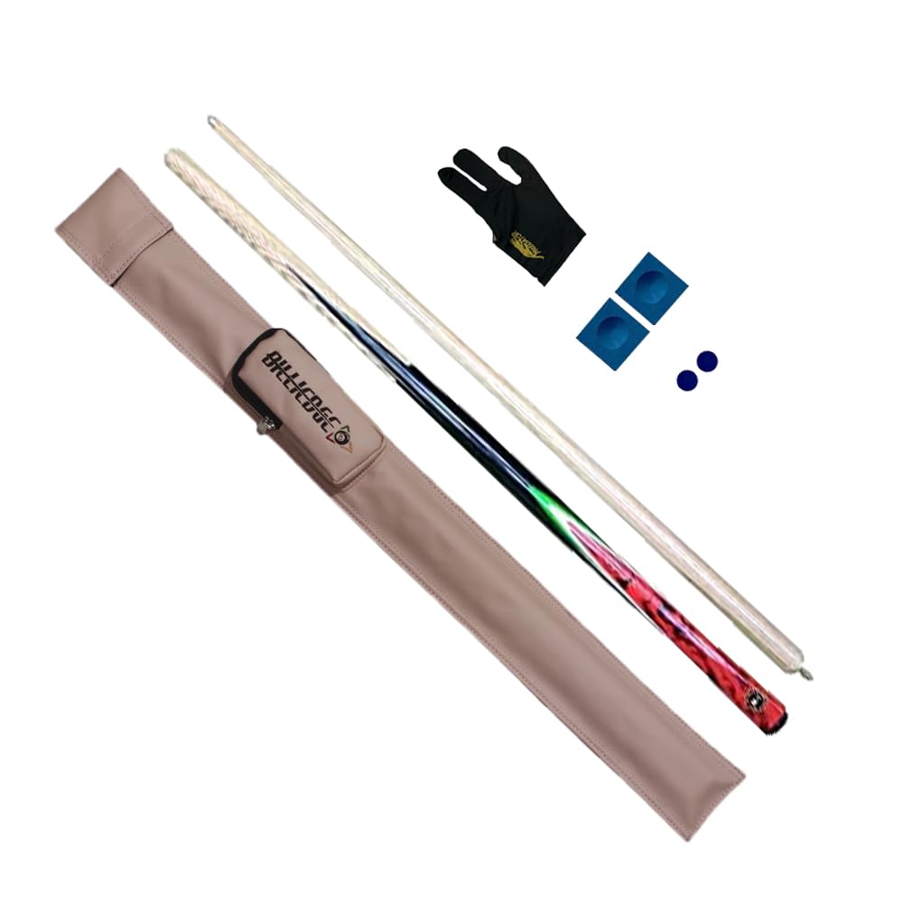 Combo – Billiard Pool & Snooker Half Joint Cue Stick (12mm) Set with Glove, 2 Tips, 2 Chalk & Premium Rose Gold Cue Cover with Accessory Pocket-picture-37