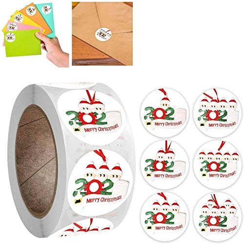 ZGHYBD 2020 New Merry Christmas Stickers Labels Gift 2.5/3.8CM 500Pcs per Roll,Christmas Stickers Christmas Mask Snowman Stickers Envelope Stickers Presents Decorative Stickers Gift red 38mm Cover