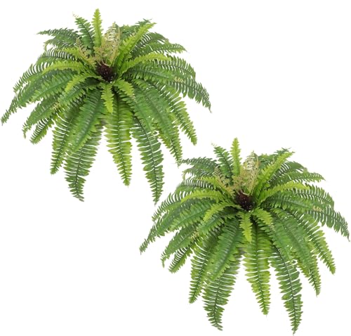 Galebeiren Artificial Ferns for Outdoors & Indoors, 40in Large Faux Ferns 39 Fronds Fake Boston Fern Plant for Planter Garden Porch Entrance Home Windowsill Yards Farmhouse Decoraction (2 Stem)