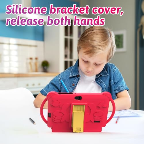 Image of 2026 Tablet for Kids, Android 12 Kids Tablets 7 inch, 4+32GB ROM(1TB Expand), Toddler Tablet with Parental Control, BT, WiFi, Dual Camera, Shockproof Case, Kids APP Preinstalled, Education(Red)