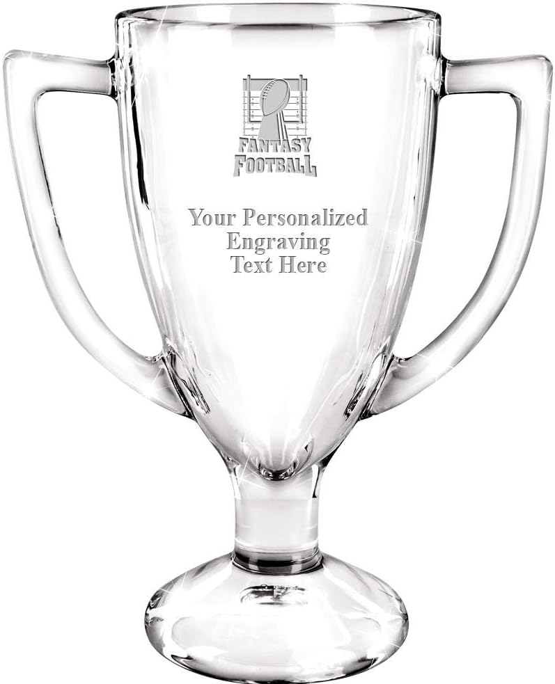 Crown Awards Personalized Glass Trophy, 7" Custom Engraved Fantasy Football Winner Glass Cup Award Prime