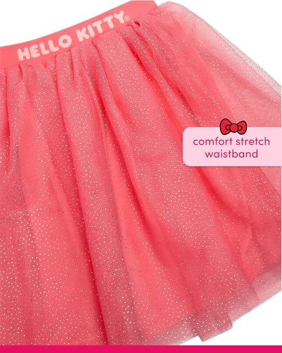 Image of Hello Kitty Girls Skirt Set - 2 Piece Short Sleeve T Shirt and Tutu Skirt Kids Outfit Set (Sizes: 2T-12)