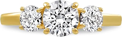 Miniatura 9 de Tienda Collection Anillo redondo de plata de ley chapado en oro o platino con 3 piedras hecho con circonitas infinitas