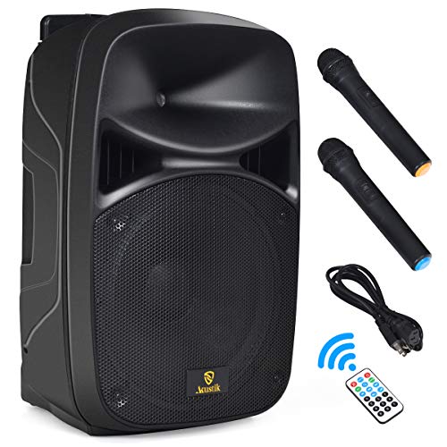 AKUSTIK 15-Inch 2-Way Portable PA Speaker System - Dual Power Supply Mode of