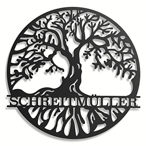 Machtiging Baum Des Lebens Wanddeko Metall - Wandbild In Schwarz Für Wohnzimmer & Mehr