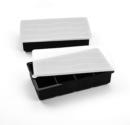 Bandeja para cubitos de hielo con tapa y recipiente 2 bandejas de hielo para congelador bandeja de hielo de silicona para hacer hielo y