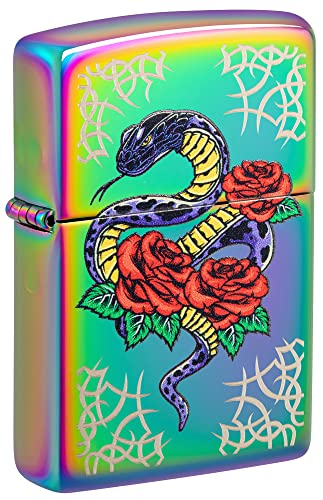 Zippo Rose Snake Tattoo Design Multi Color Pocket Lighter