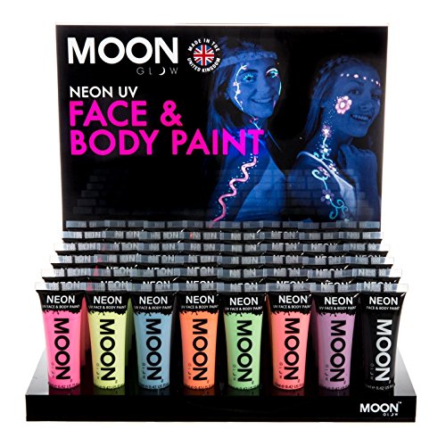 Moon Glow - Pastel Neon Uv Face & Body Paint - 0.42Oz Display Case Of 48 Tubes - Includes Acrylic Display Stand #TOP5