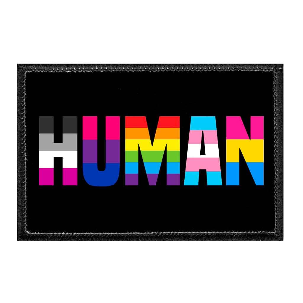 Human Pride | Hook and Loop Attach for Hats, Jeans, Vest, Coat | 2x3 in | by Pull Patch