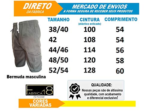 Bermuda Short Masculina Sarja Brim Barato Elástico kit c/3 (50, sortidas)