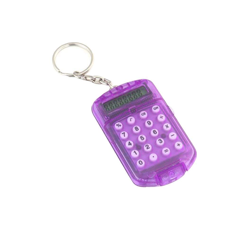 Vektenxi Purple Premium Quality Mini Pocket Electronic Calculator 8 Digits Keychain Key Ring School Office Tool