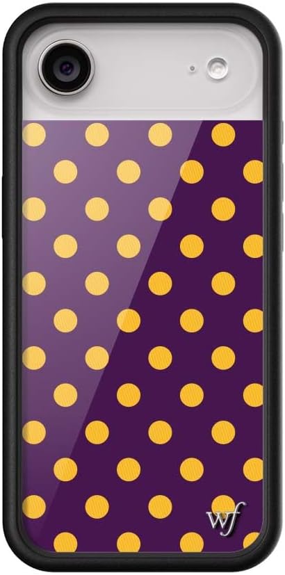 Wildflower Cases - Compatible with iPhone 17 Air | Protective Black Bumper, 6.5ft Drop Test Certified, Women Owned Small Business | Trendy Classic Dotted Spots Cute | Polka Dot - Purple & Yellow