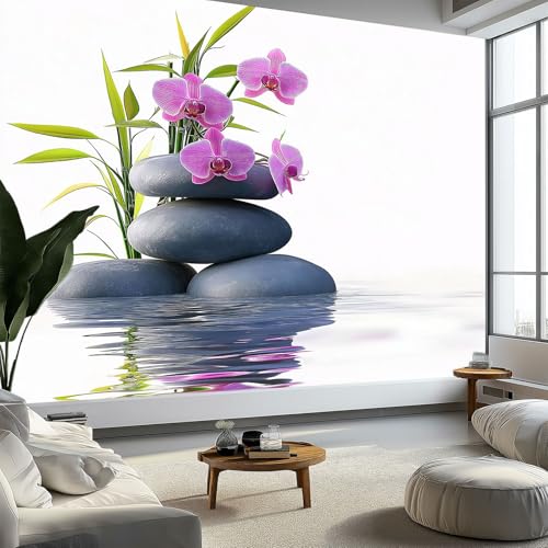 Carta da parati Panoramica Fiori Pestello in Pietra e Piante, Carta da Parati Personalizzata Colore Chiaro, Decorazione da Parete Moderna per Soggiorno o Camera Da Letto Pittura Murale Decorativa 200