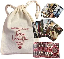 Baralho Cigano Petit Lenormand Rosa Vermelha - Inspirado na Escola Européia Lenormand (36 cartas formato pequeno 8x5cm)