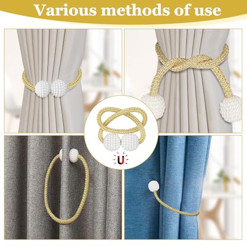 Image of 2Pack Magnetic Curtain Tiebacks, Curtain Tiebacks Buckles Holdbacks Holder Hooks Clip,Decorative Drape Handmade Curtain Tie Back(Golden)