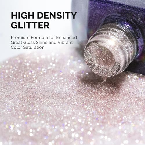 Image of MelodySusie Galaliver Pink Glitter Gel Nail Polish, 15ML Sparkly Light Pink Shimmer Gel Polish Soak Off UV LED Cured Long Lasting Gift for Women DIY Nail Design Nail Art Manicure X04
