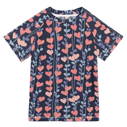 Bathing Suit Kids Short Sleeve Rash Guard for Girls 5T Valentines Day Eucalyptus Hearts